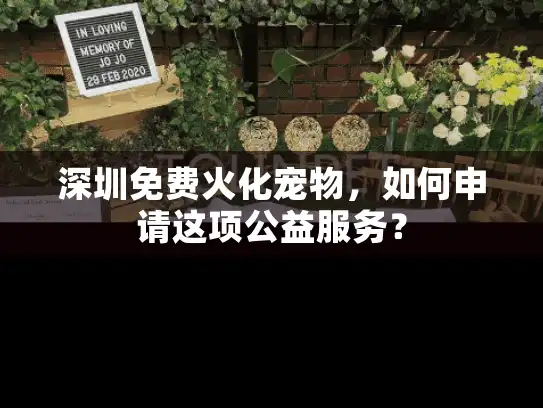 深圳免费火化宠物，如何申请这项公益服务？