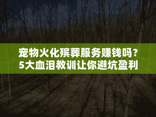 宠物火化殡葬服务赚钱吗？5大血泪教训让你避坑盈利