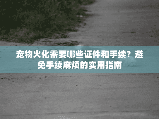 宠物火化需要哪些证件和手续？避免手续麻烦的实用指南