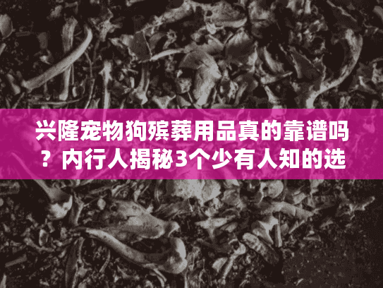 兴隆宠物狗殡葬用品真的靠谱吗？内行人揭秘3个少有人知的选择门道