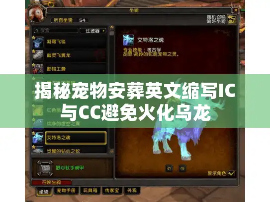 揭秘宠物安葬英文缩写IC与CC避免火化乌龙