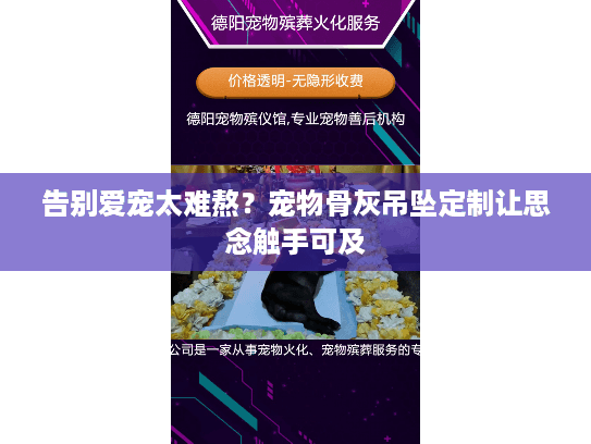 告别爱宠太难熬?宠物骨灰吊坠定制让思念触手可及 告别爱宠太难熬?宠物骨灰吊坠定制让思念触手可及