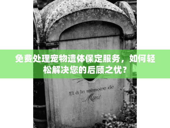 免费处理宠物遗体保定服务，如何轻松解决您的后顾之忧？
